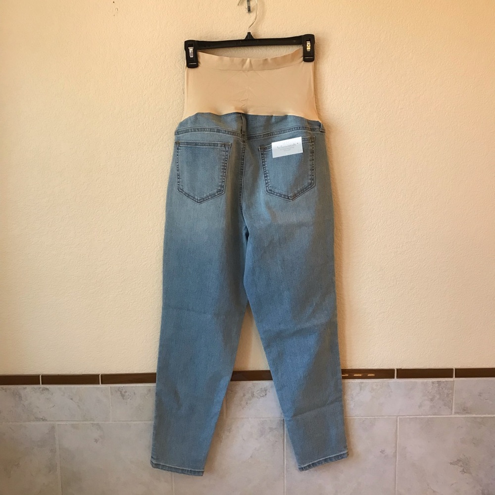 Maternity Blue Jeans NEW Size 12 Ankle Length Belly Band Light Wash Gift for Her - Picture 3 of 7